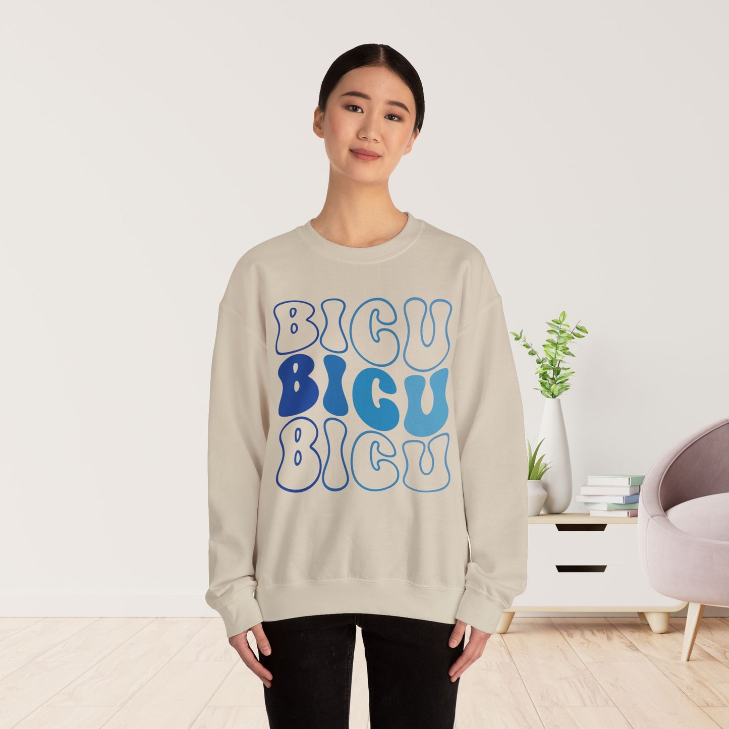 Groovy Blue BICU Sweatshirt - Burn ICU Nurse Sweater