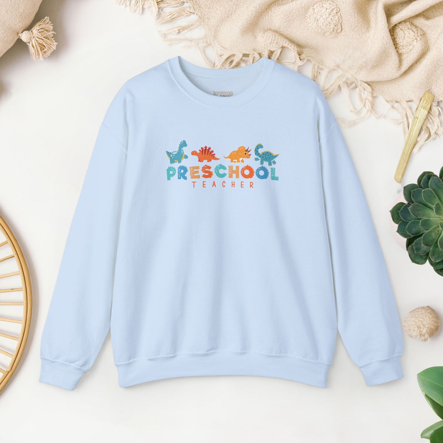 Preschool Teacher Sweatshirt with Cute Dinosaurs