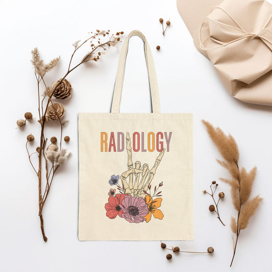 Floral Radiology Canvas Tote Bag - Best Radiology Gift