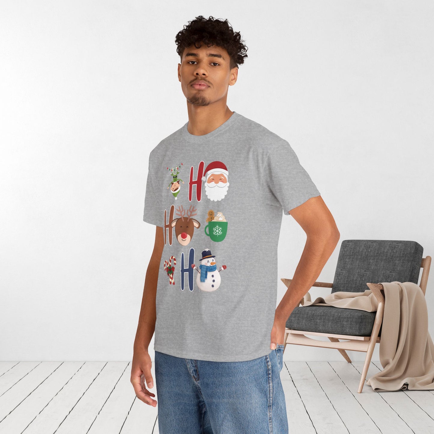 Ho Ho Ho Christmas Shirt - Matching Family Christmas  Heavy Cotton Tee