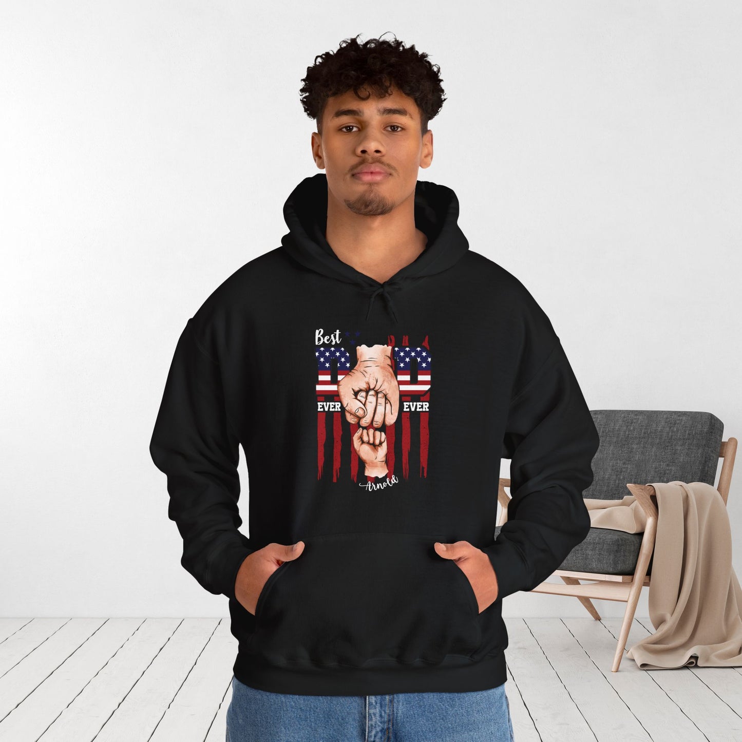 Custom Dad Hoodie with Kids Name - Personalized Gift for Dad