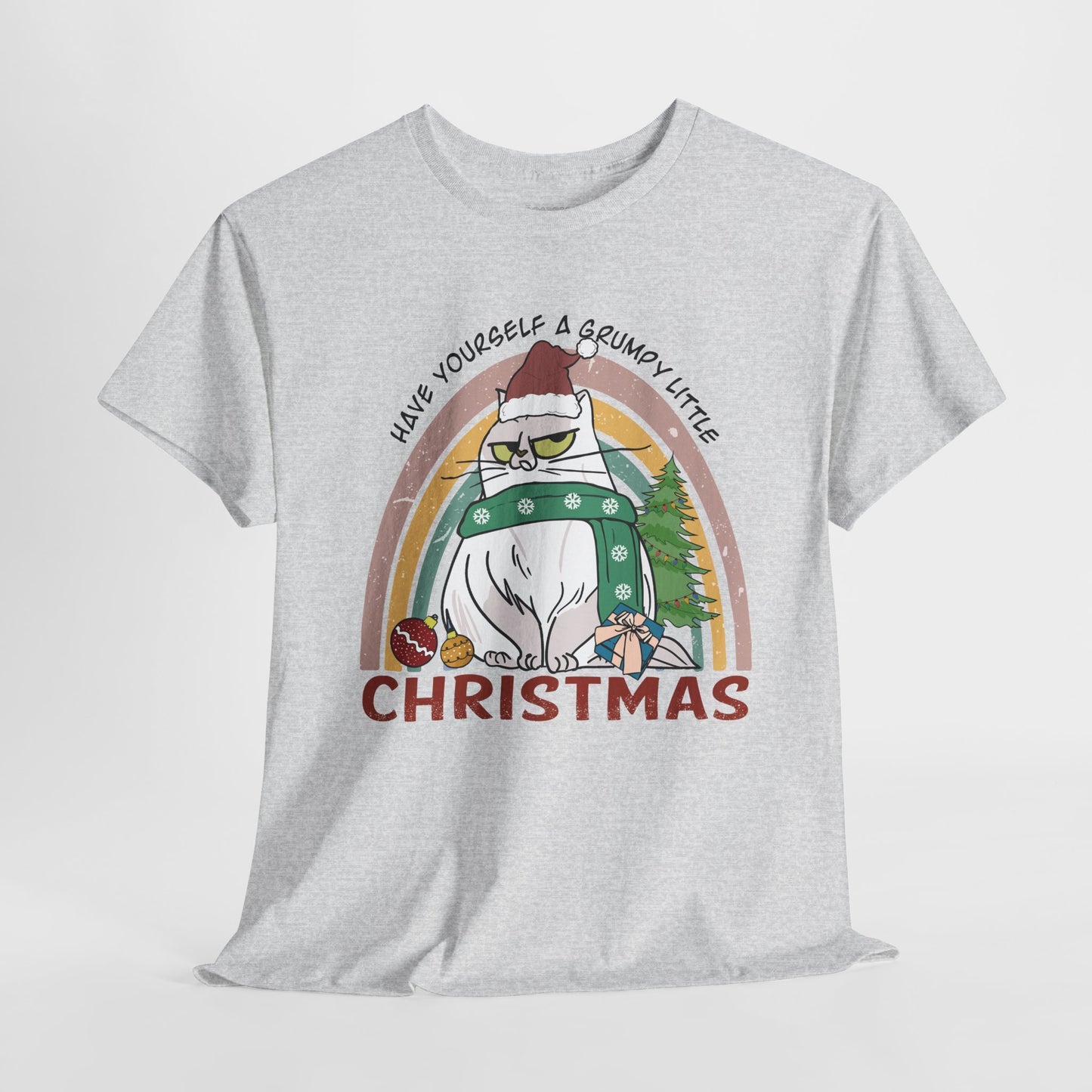 Have Yourself A Grumpy Little Christmas Funny Cat Christmas Heavy Cotton Tee - Cat Lovers Christmas Gift