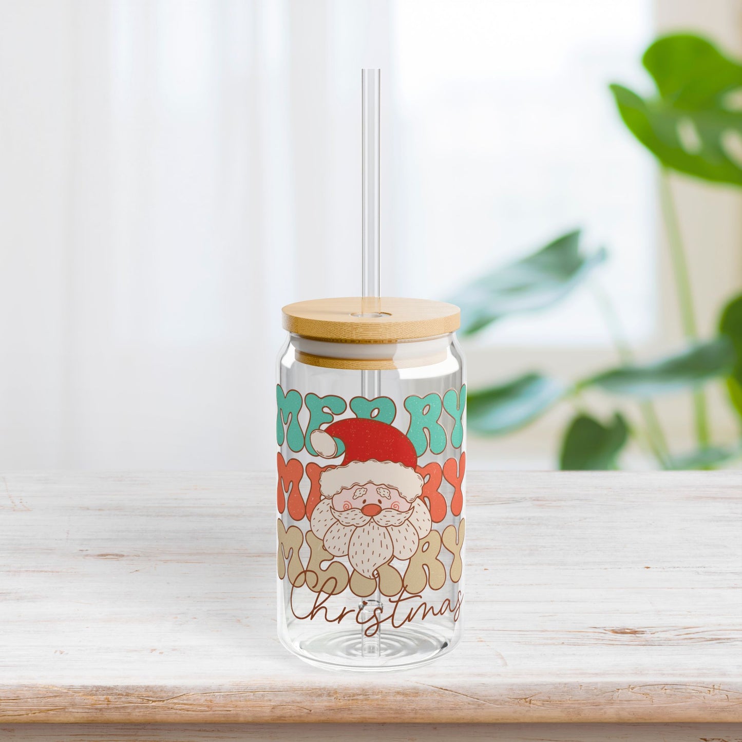 Merry Christmas Retro Christmas Sipper Glass - Best Christmas Gift