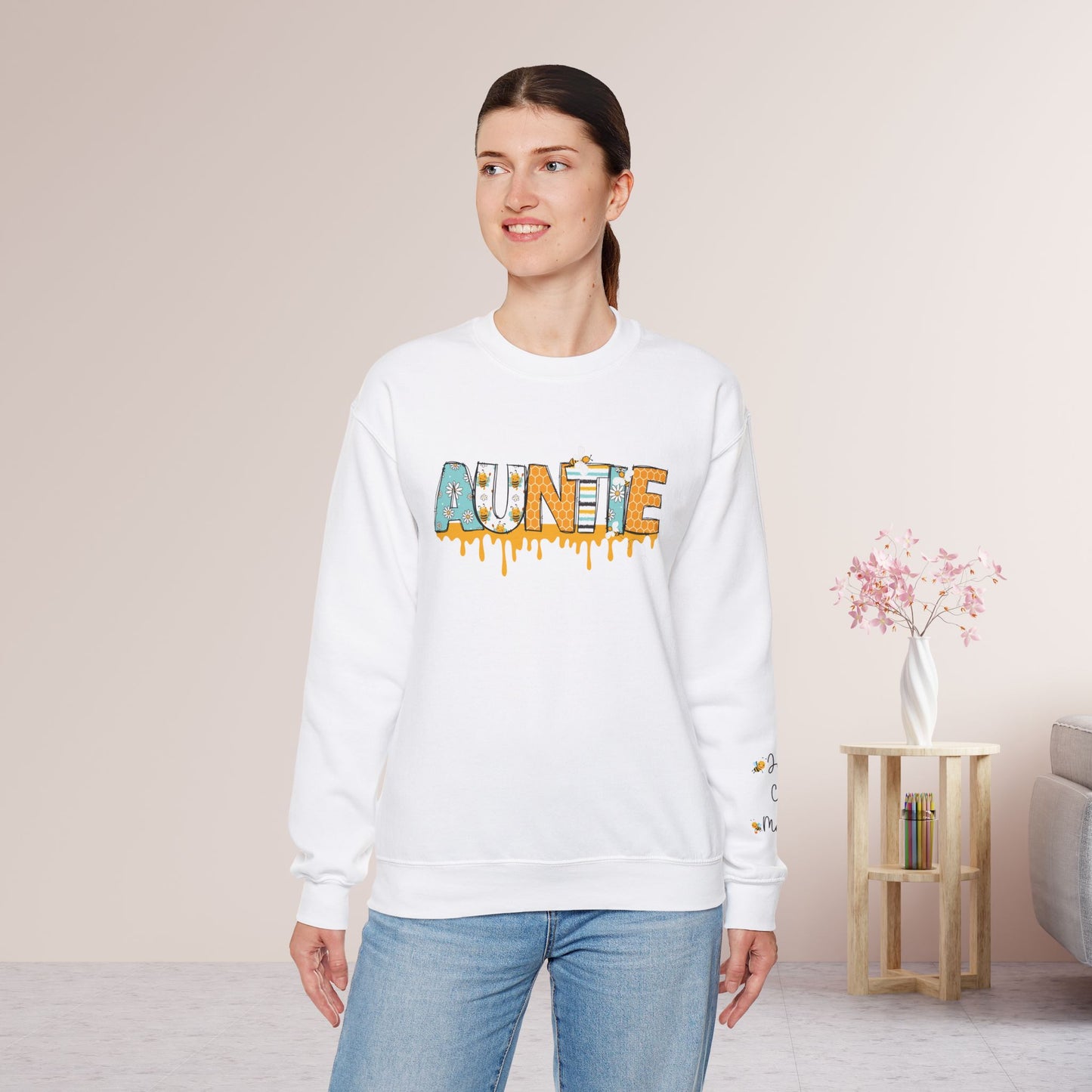 Custom Auntie Sweatshirt with Kids Name - Personalized Gift for Aunt