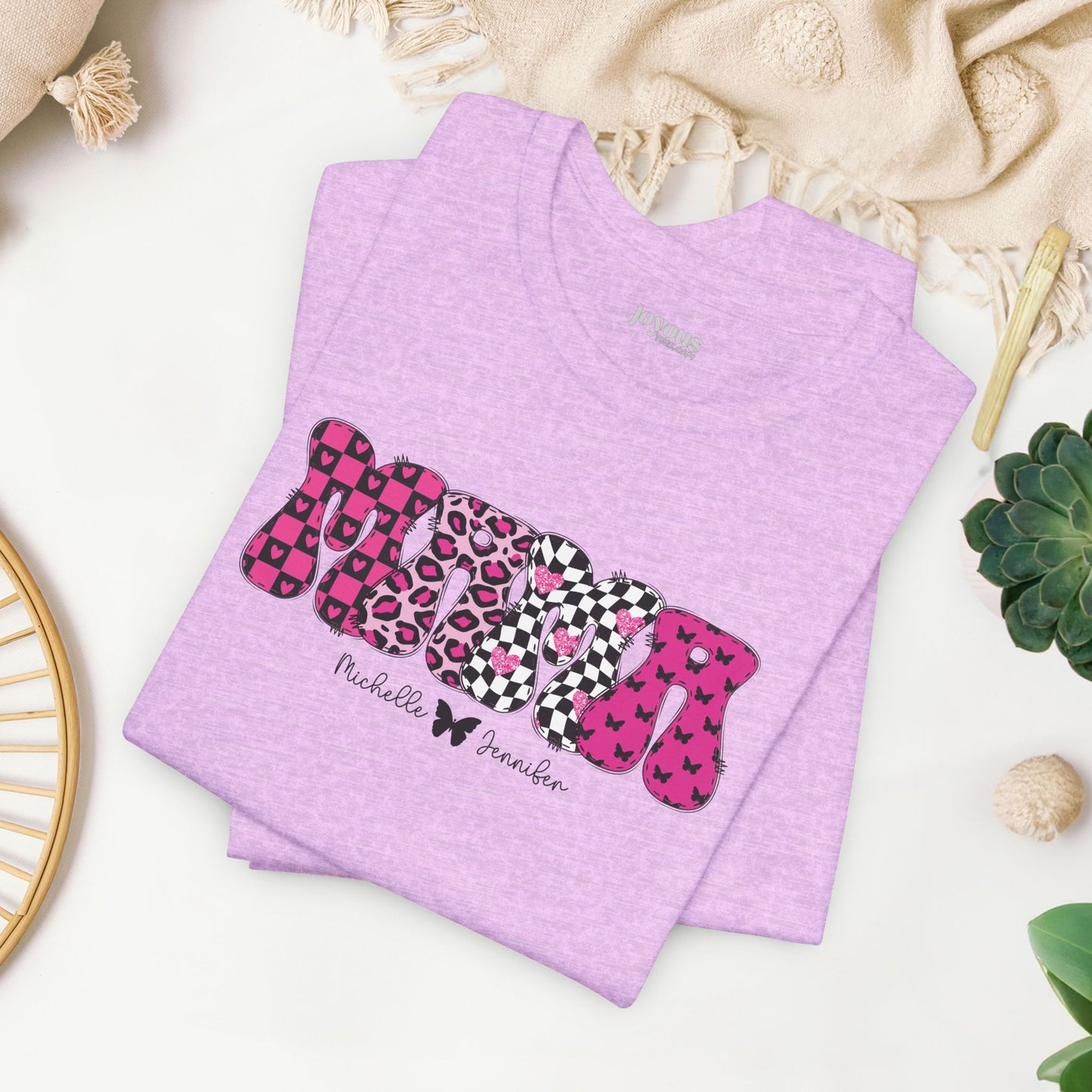 Custom Mama Soft Cotton Tee with Kids Names - Personalized Gift for Mom