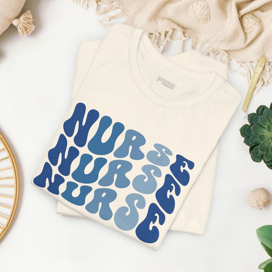 Groovy Blue Nurse Shirt - Registered Nurse Soft Cotton Tee