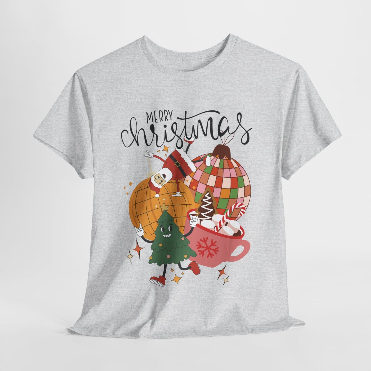 Merry Christmas Retro Ornament Shirt - Christmas Heavy Cotton Tee