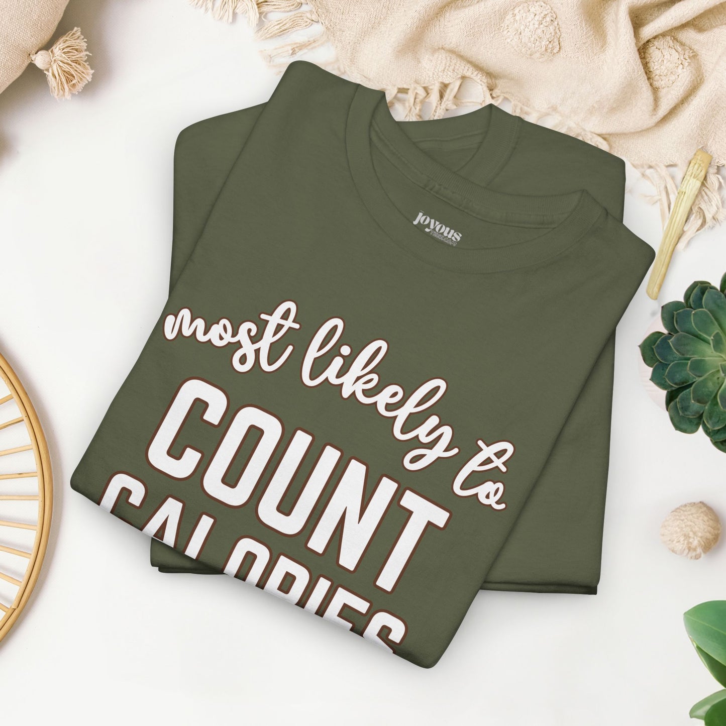 Funny Thanksgiving Shirt - Most Likely To Count Calories Heavy Cotton Tee