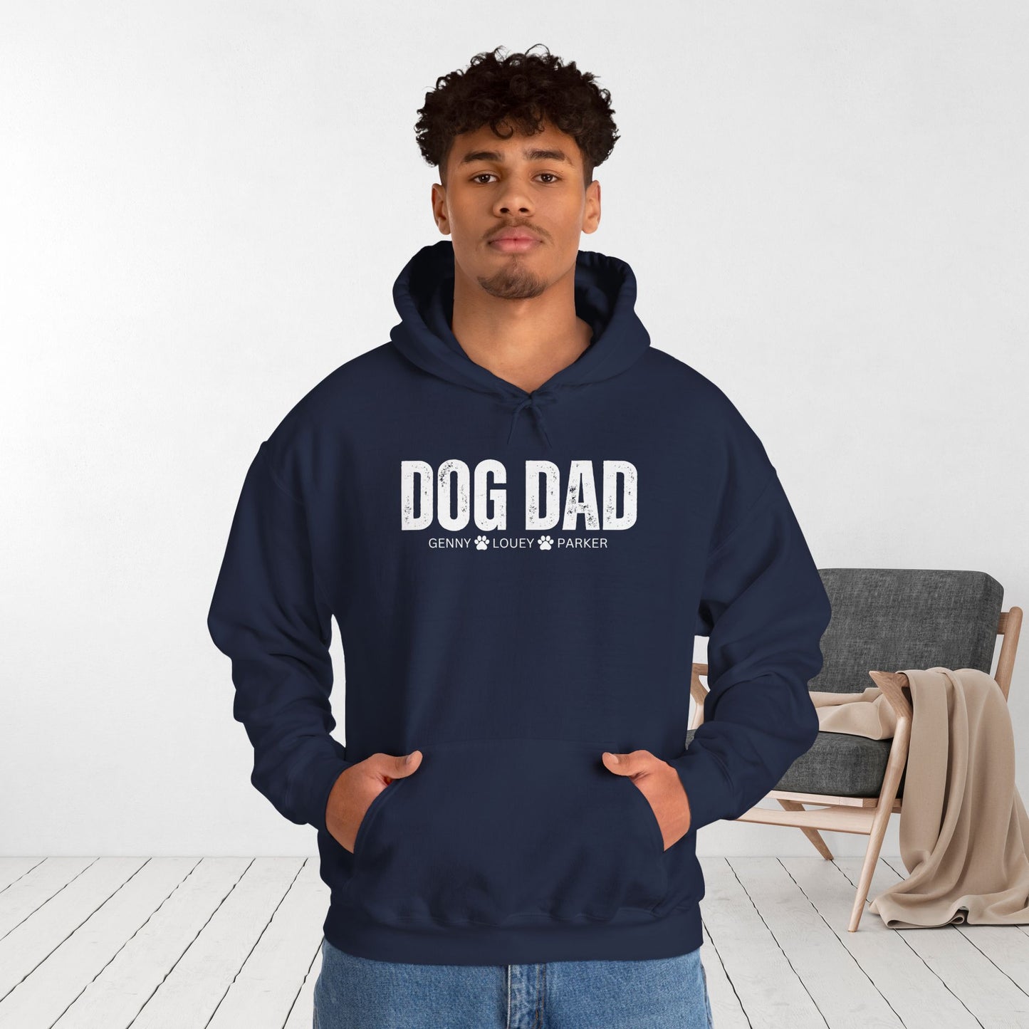 Custom Dog Dad Hoodie with Dogs Name - Personalized Gift for Dog Dad