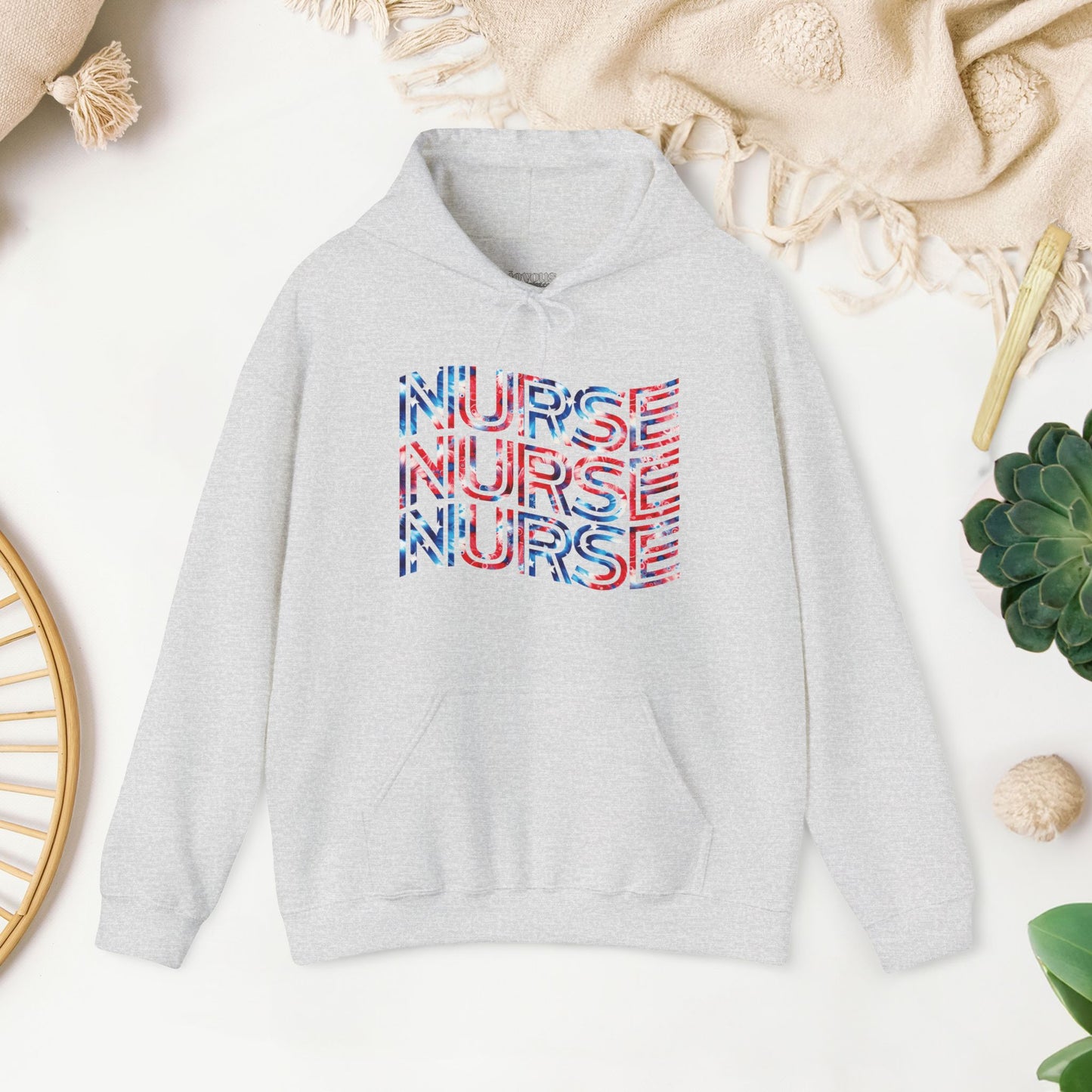 Wavy Patriotic Nurse Hoodie - 4th of July Nurse Hoodie