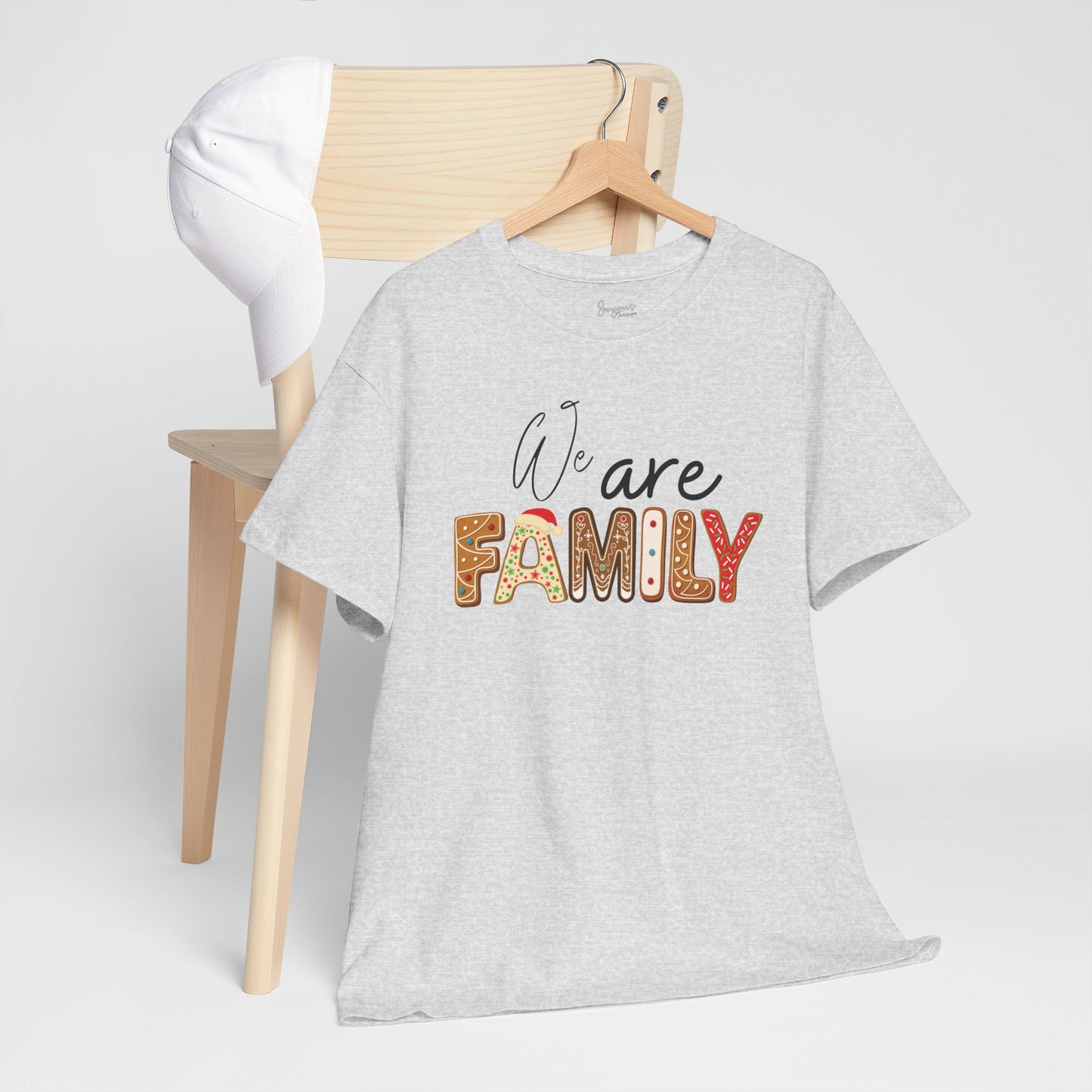 We Are Family Christmas Cookie Heavy Cotton Tee - Christmas Pajama Shirt