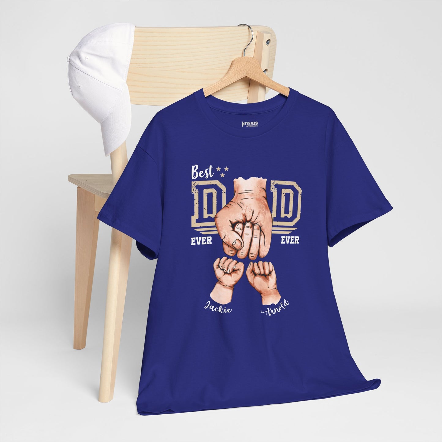 Custom Dad Heavy Cotton Tee with Kids Name - Personalized Gift for Dad