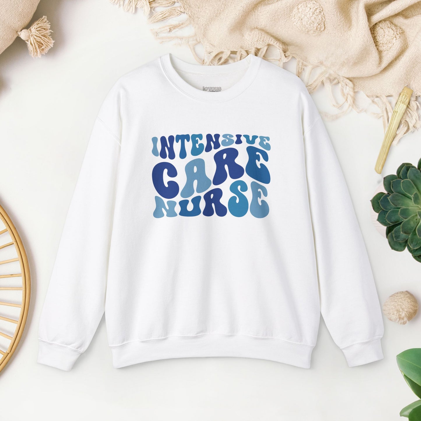 Groovy Blue ICU Nurse Crewneck Sweatshirt