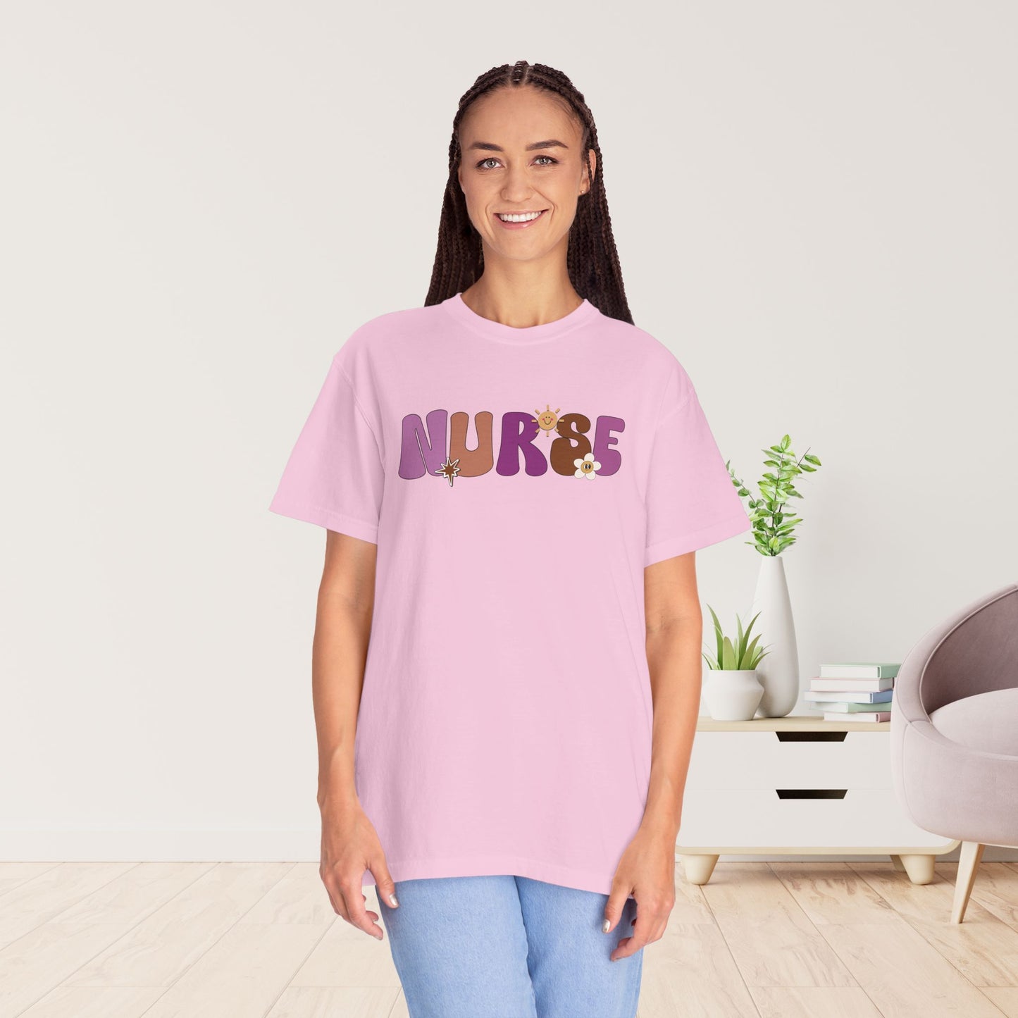 Comfort Colors Purple Groovy Nurse Shirt - It's a Beautiful Day to Save Lives Tee