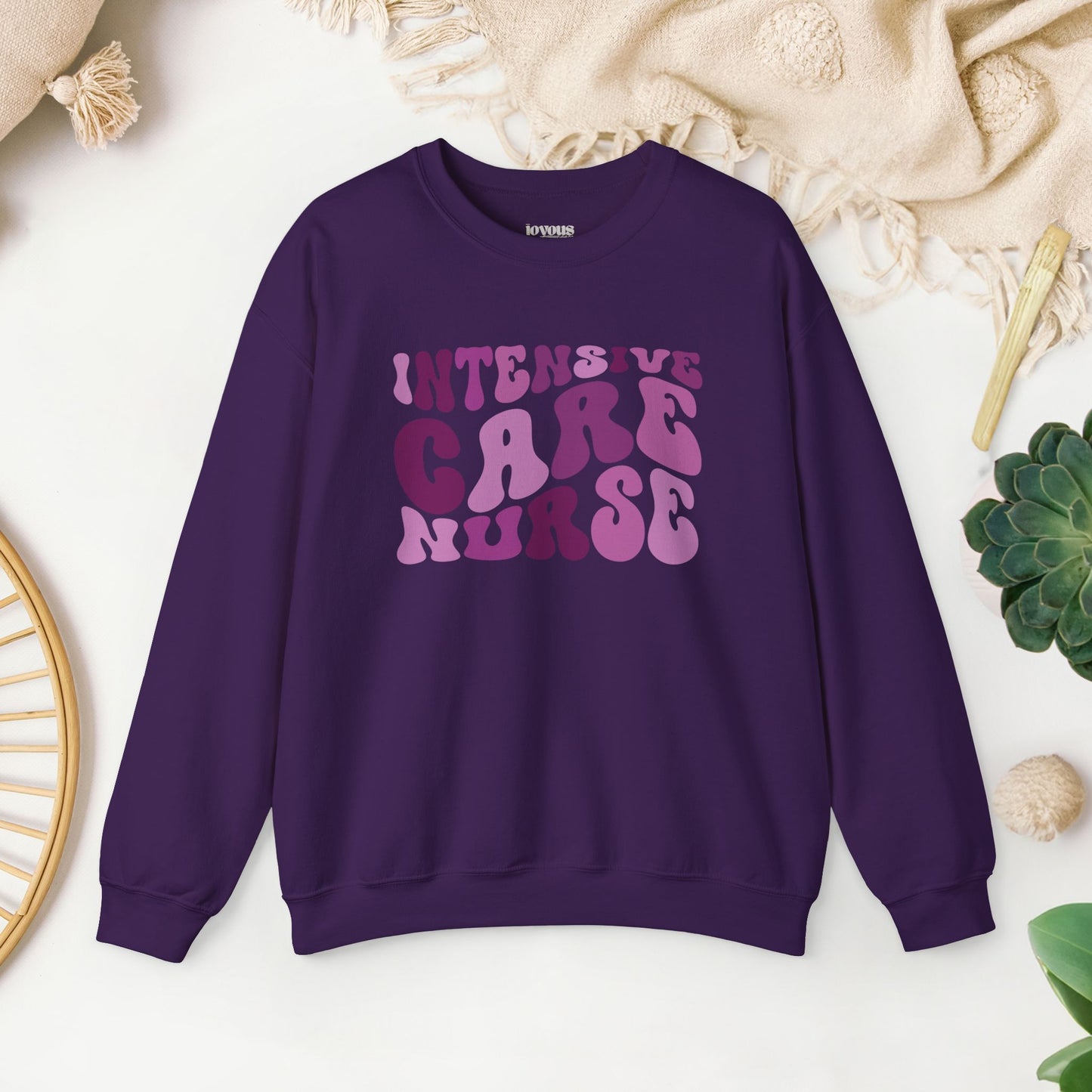 Groovy Purple ICU Nurse Crewneck Sweatshirt