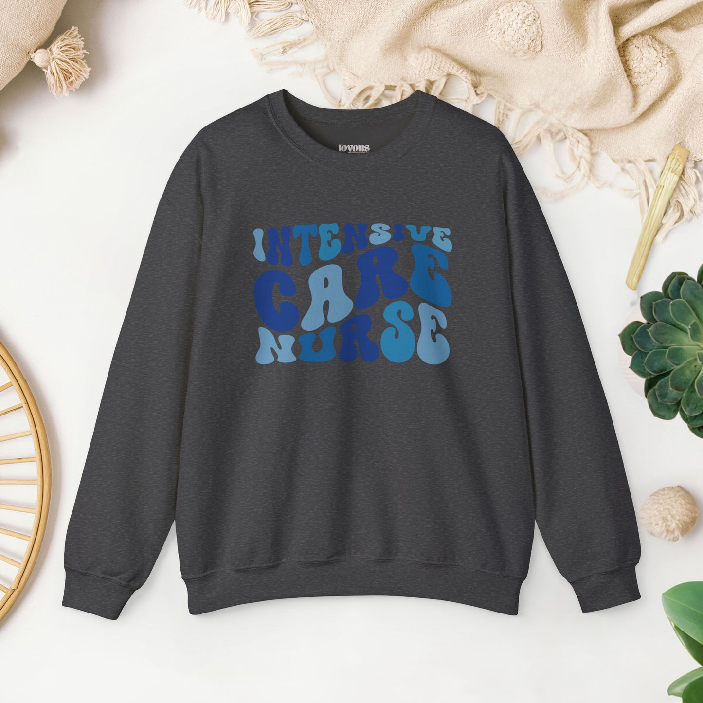 Groovy Blue ICU Nurse Crewneck Sweatshirt