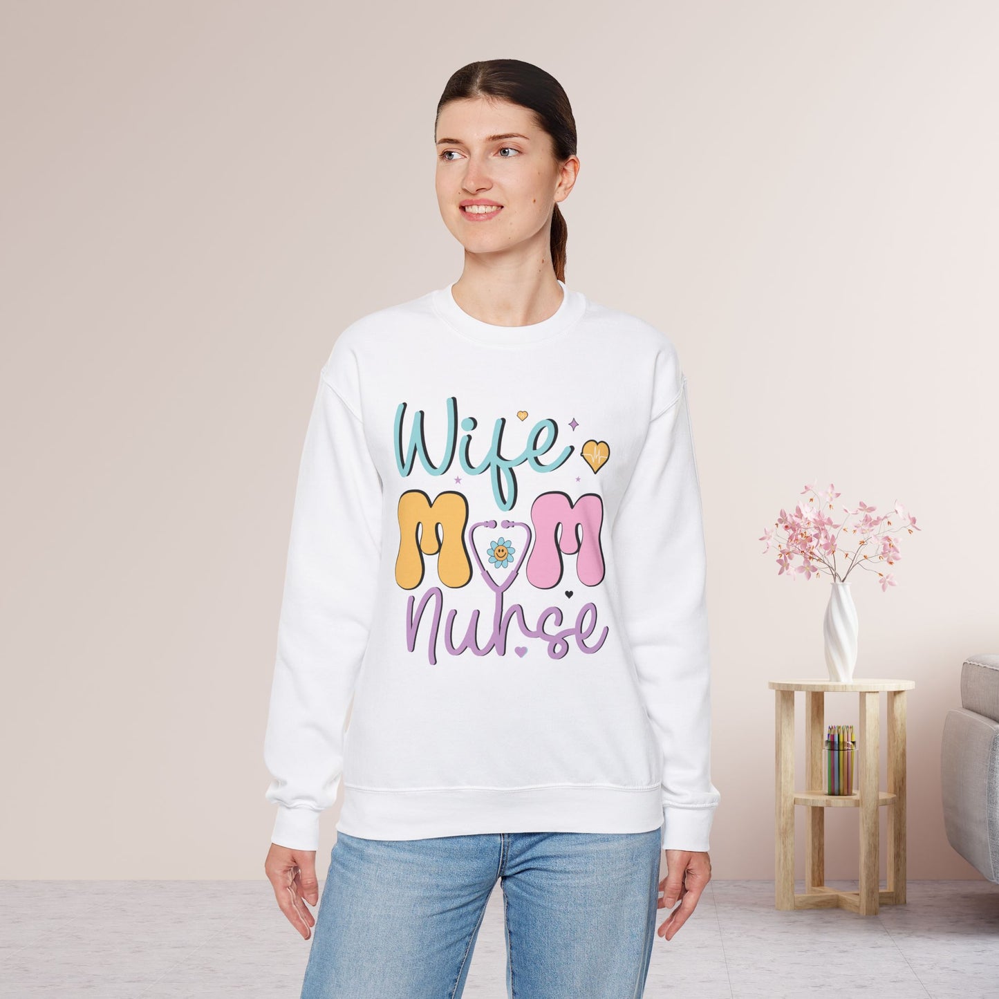 Wife Mom Nurse Sweatshirt - Groovy Nurse Sweatshirt