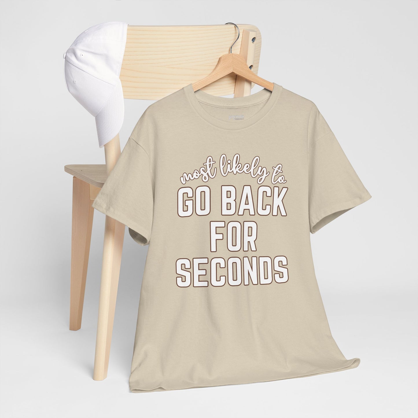 Funny Thanksgiving Shirt - Most Likely to Go Back For Seconds Heavy Cotton Tee