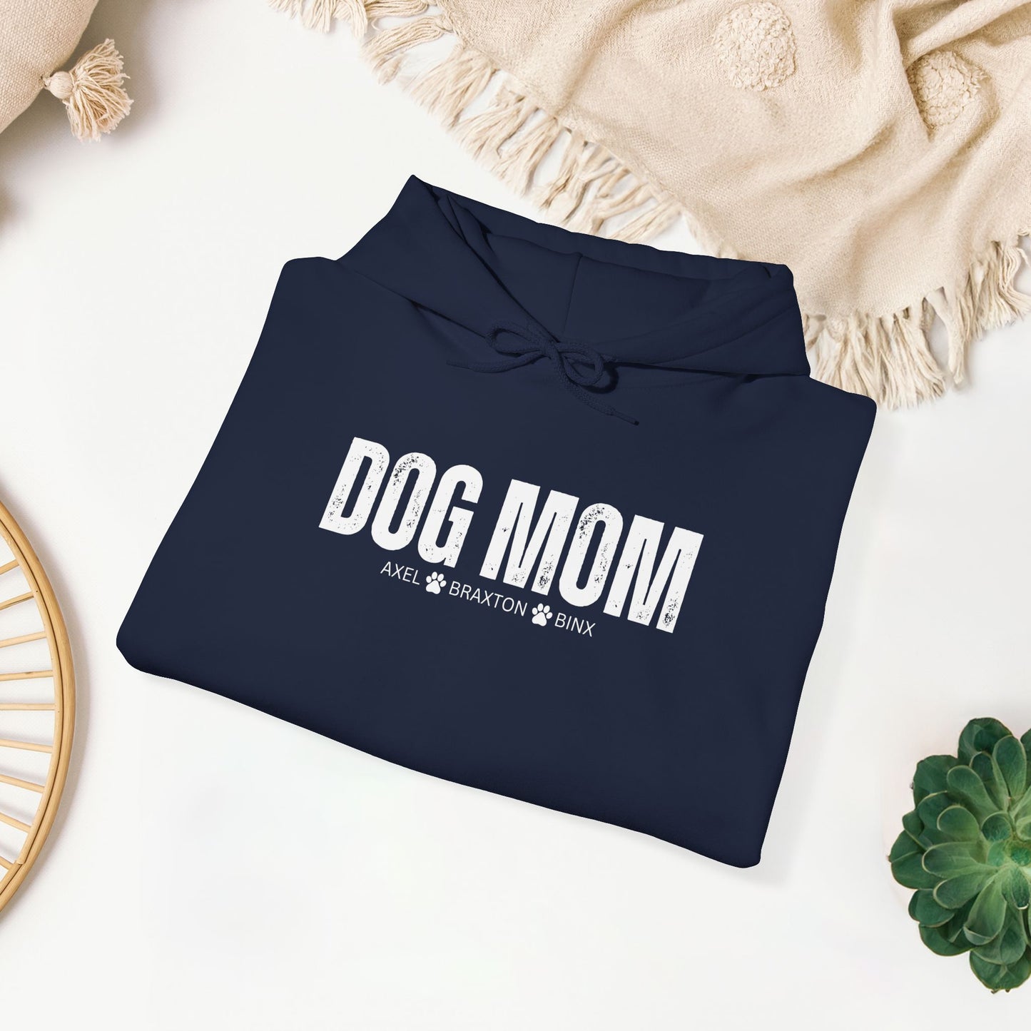 Custom Dog Mom Hoodie with Dogs Name - Personalized Gift for Dog Mom