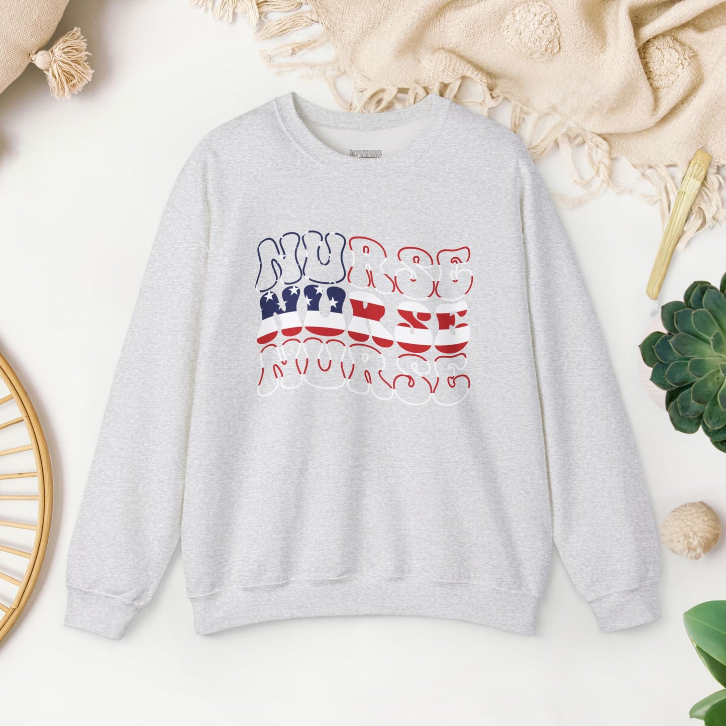 Groovy Patriotic Nurse Sweatshirt - 4th of July Nurse Sweatshirt