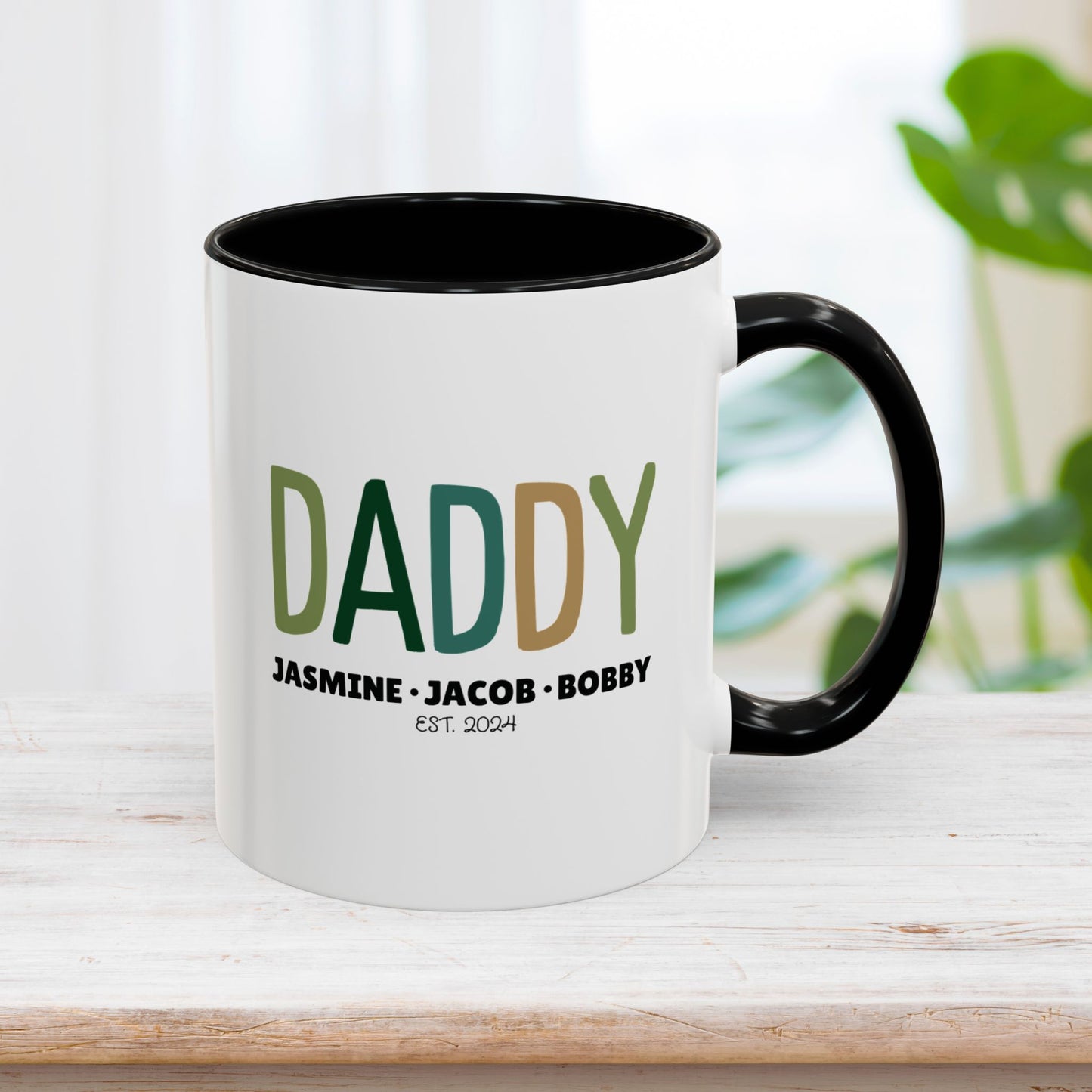 Personalized Daddy Coffee Mug with Kids Names - Custom Dad Gifts for Father's Day