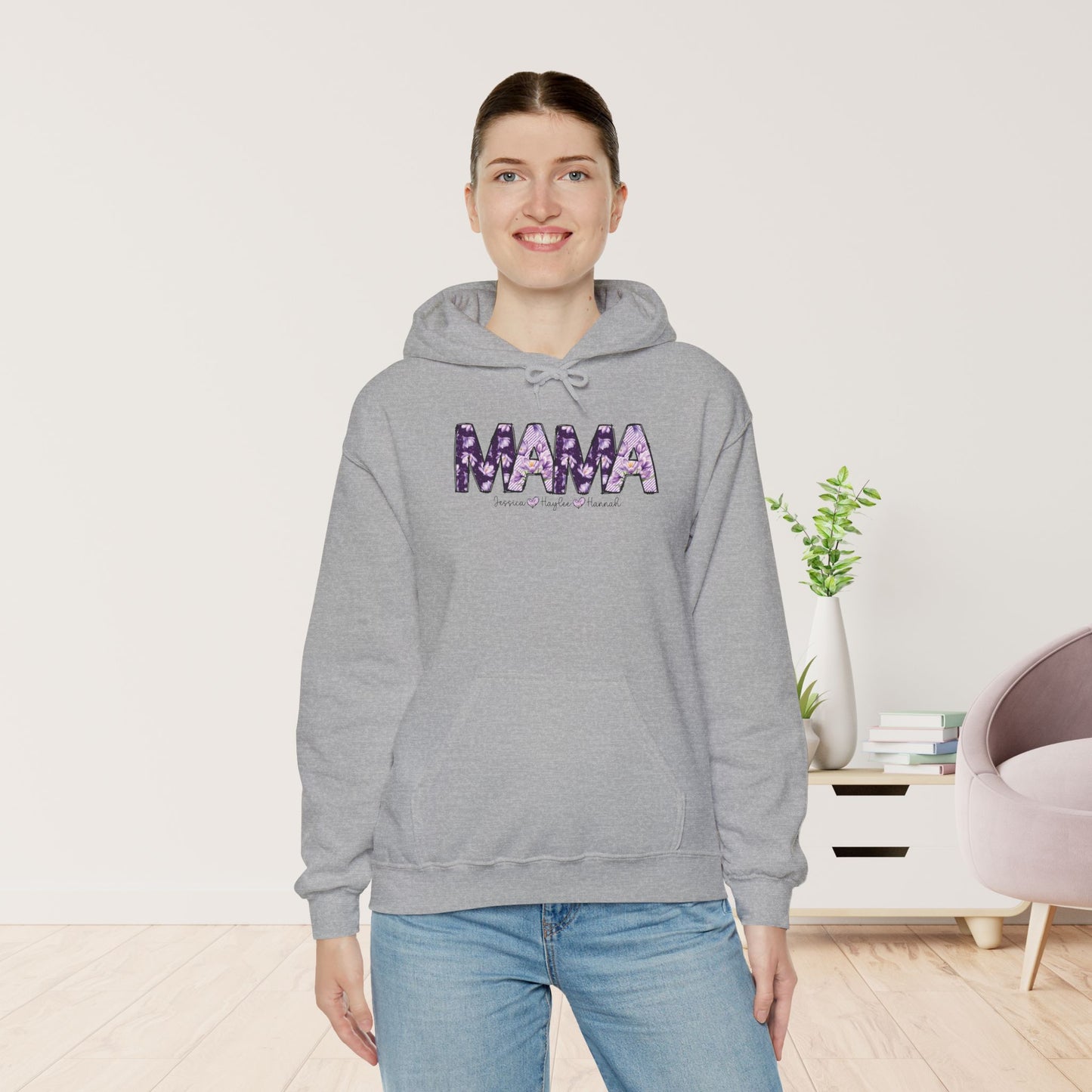 Custom Mama Hoodie with Kids Name - Personalized Gift for Mom