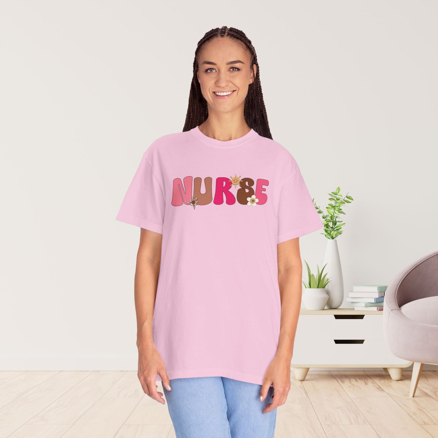 Comfort Colors Pink Groovy Nurse Shirt - It's a Beautiful Day to Save Lives Tee