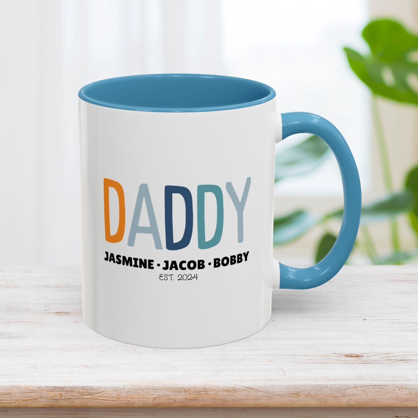 Personalized Daddy Coffee Mug with Kids Names - Custom Dad Gifts for Father's Day