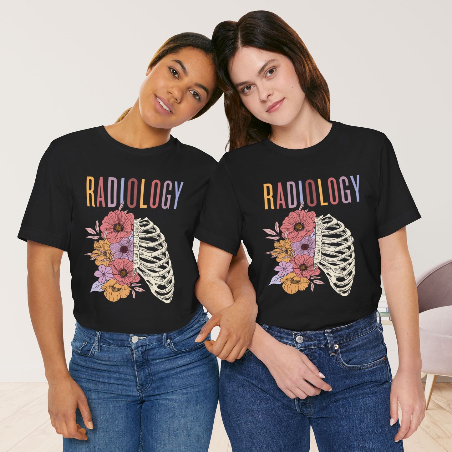 Flower Skeleton Radiology Soft Cotton Tee