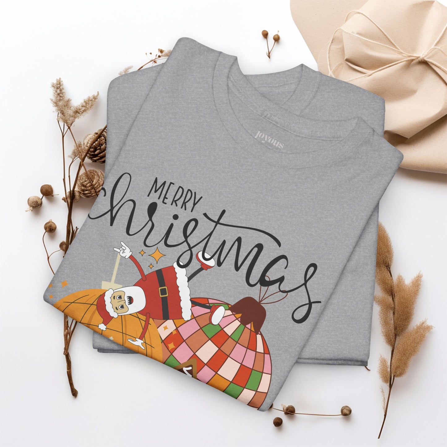 Merry Christmas Retro Ornament Shirt - Christmas Heavy Cotton Tee