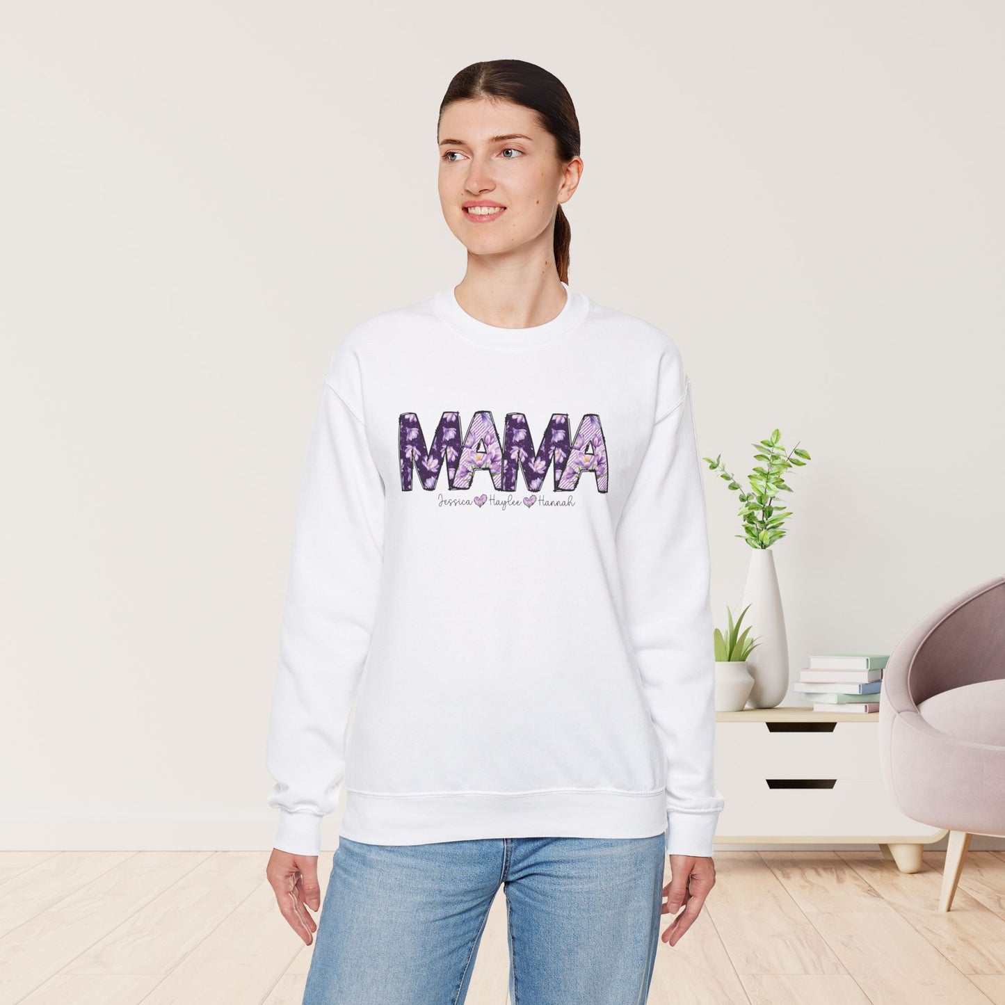 Custom Mama Sweatshirt with Kids Name - Personalized Gift for Mom