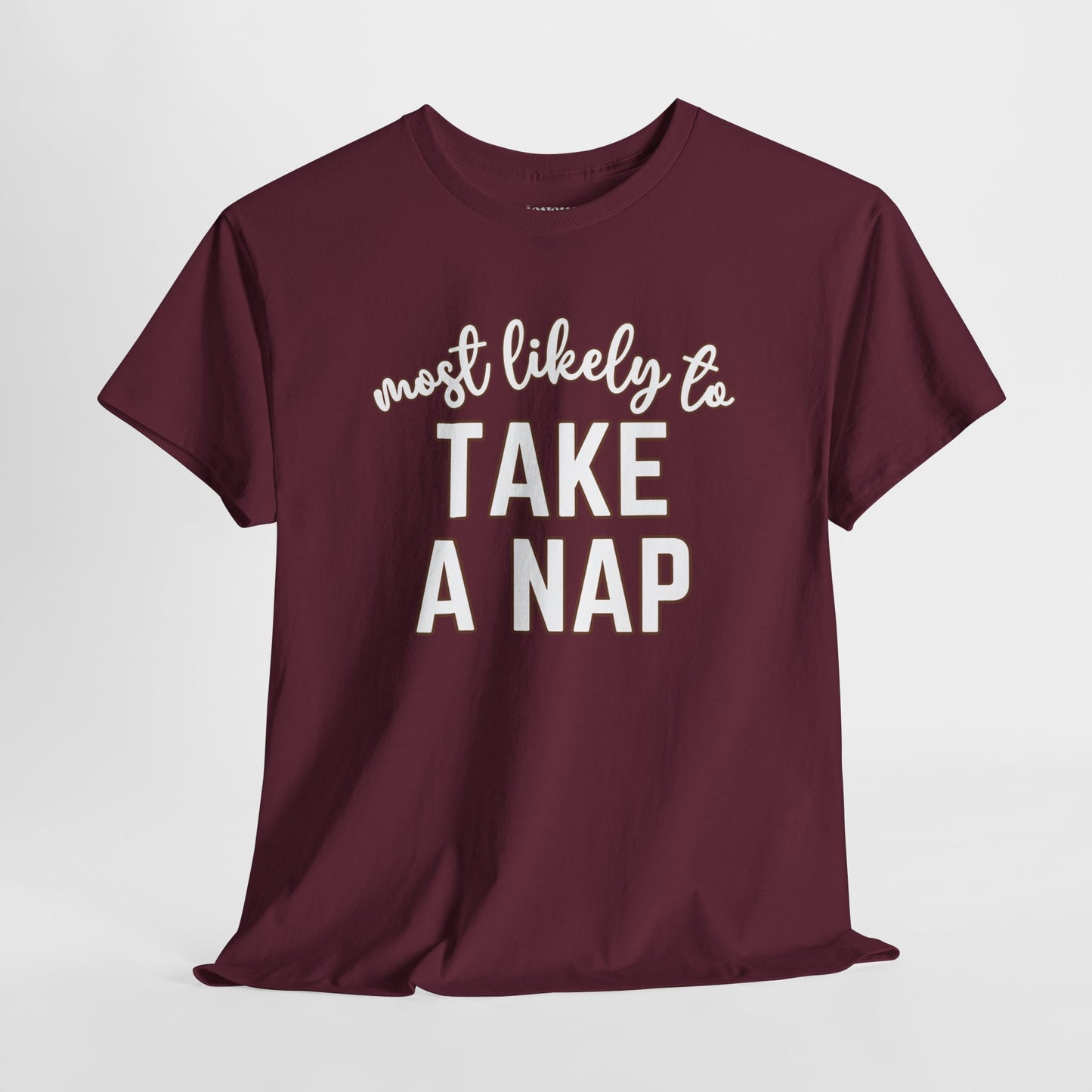 Funny Thanksgiving Shirt - Most likely to Take a Nap Heavy Cotton Tee