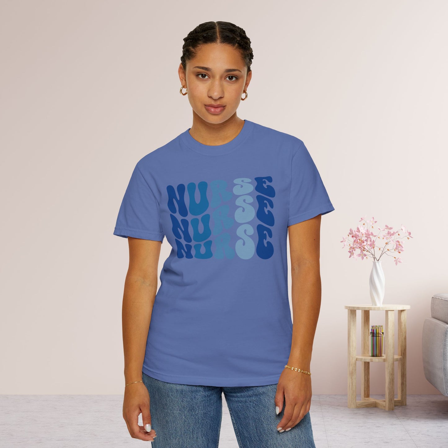 Groovy Blue Comfort Colors Nurse Shirt