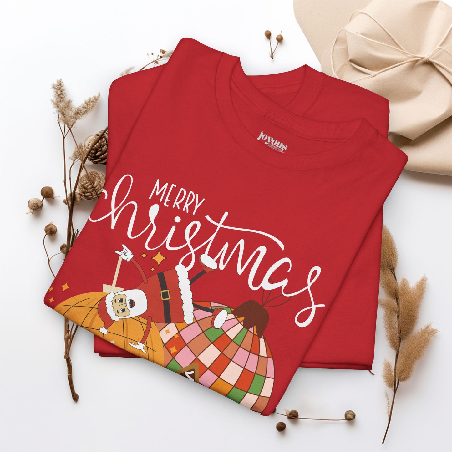 Merry Christmas Retro Ornament Shirt - Christmas Heavy Cotton Tee