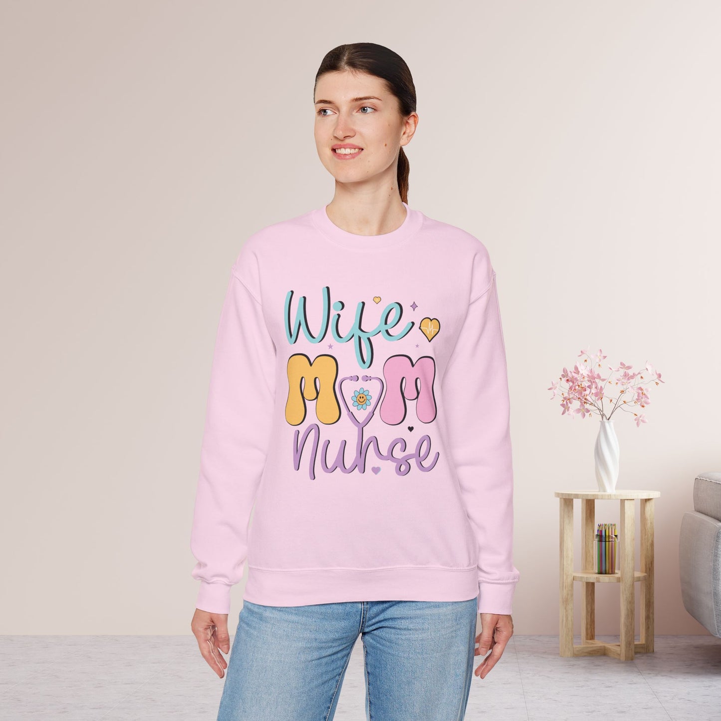 Wife Mom Nurse Sweatshirt - Groovy Nurse Sweatshirt