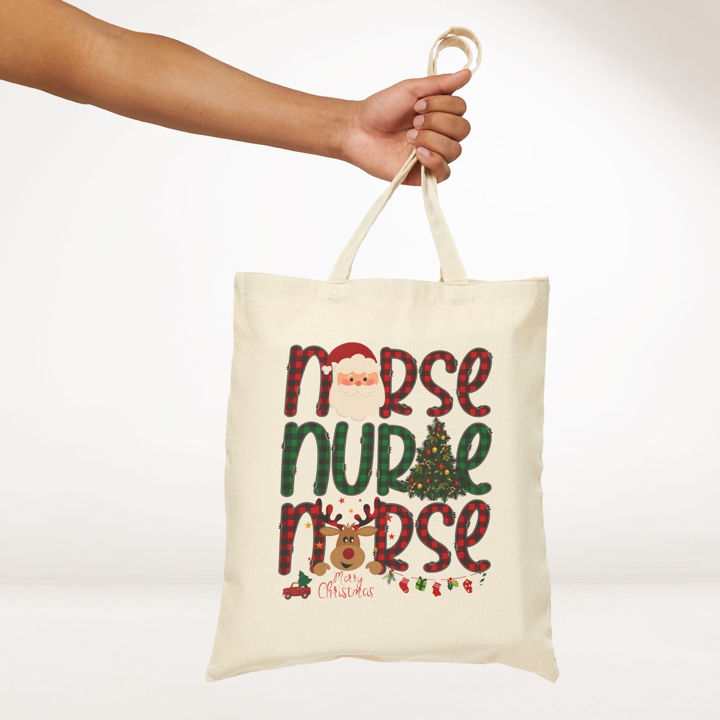 Christmas Nurse Canvas Tote Bag - Best Nurse Gift