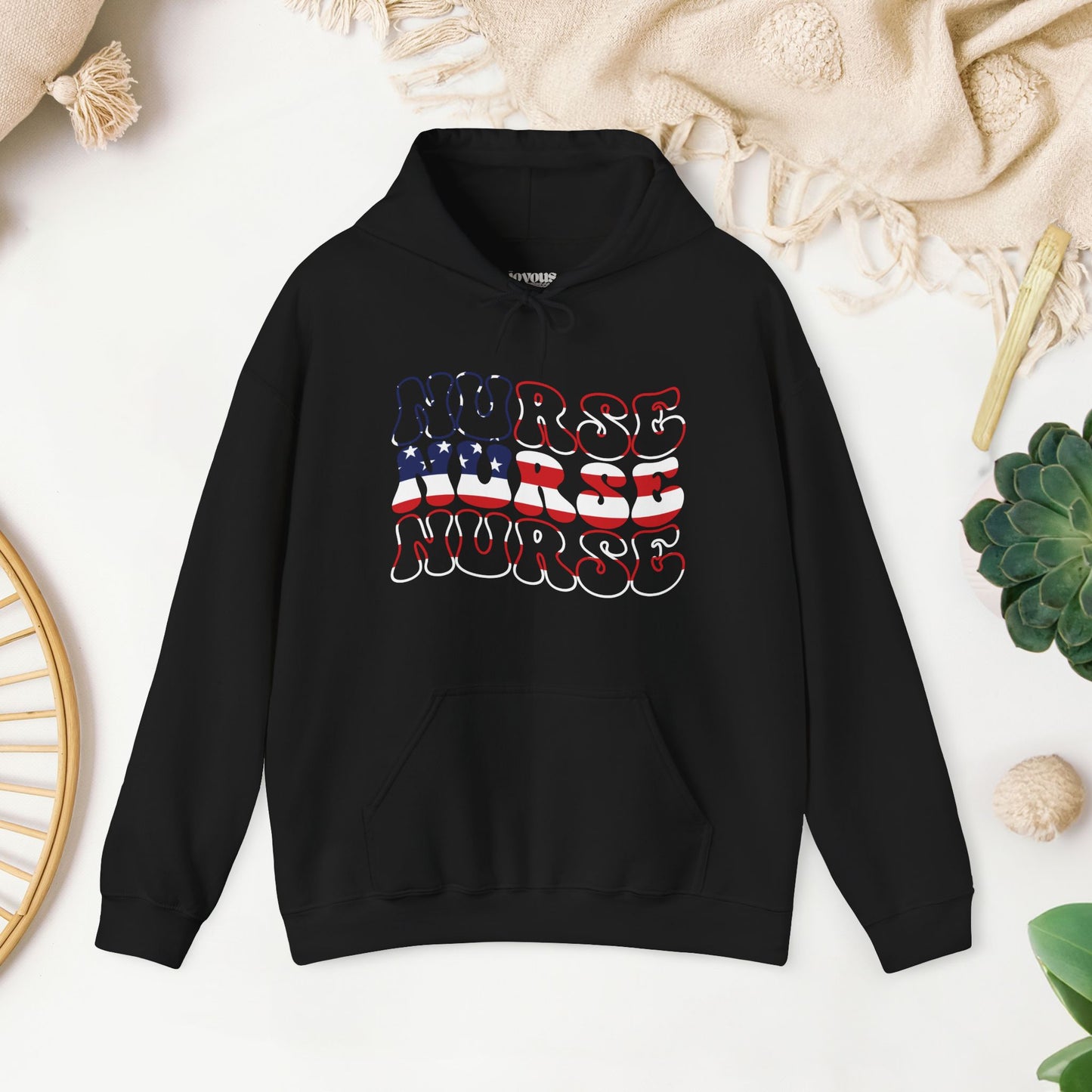 Groovy Patriotic Nurse Hoodie - 4th of July Nurse Hoodie