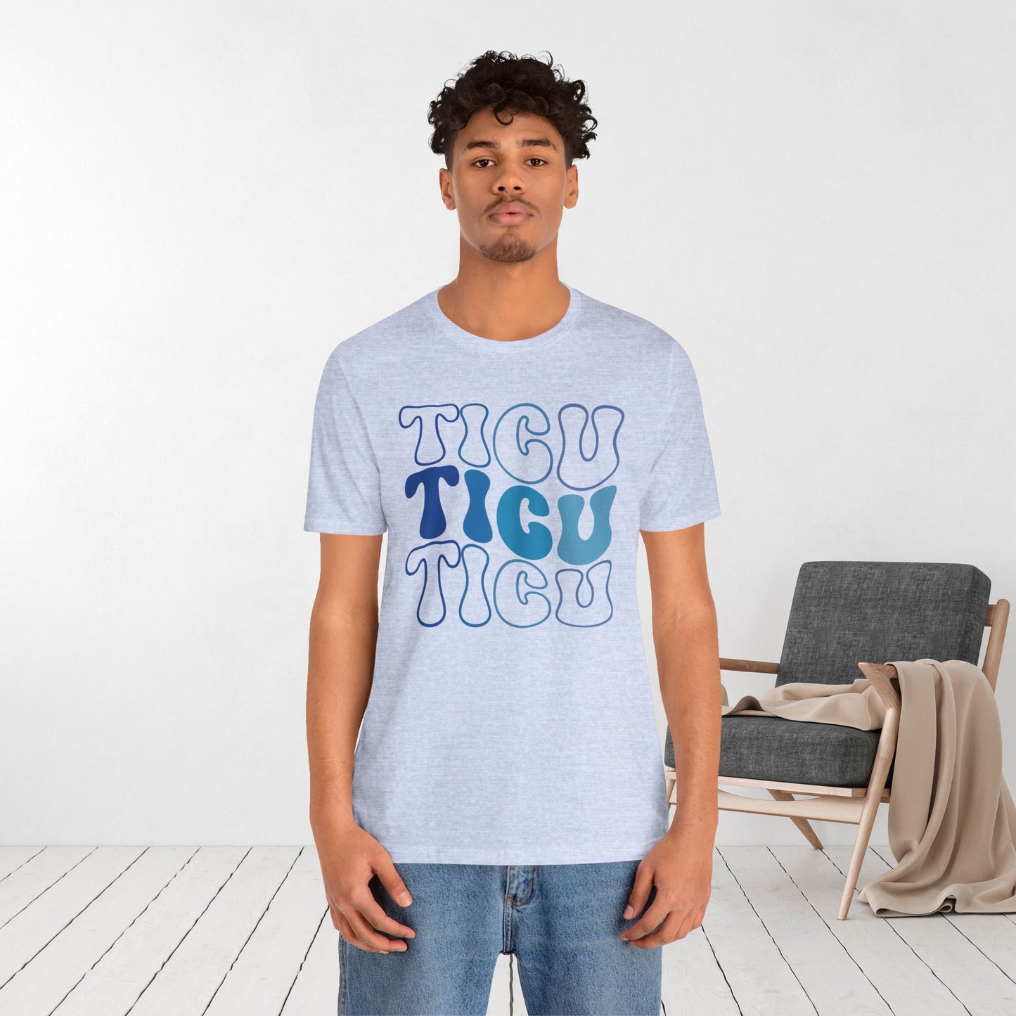 Groovy Blue TICU Shirt - Trauma ICU Nurse Soft Cotton Tee