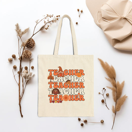 Thanksgiving Teacher Canvas Tote Bag - Best Teacher Gift