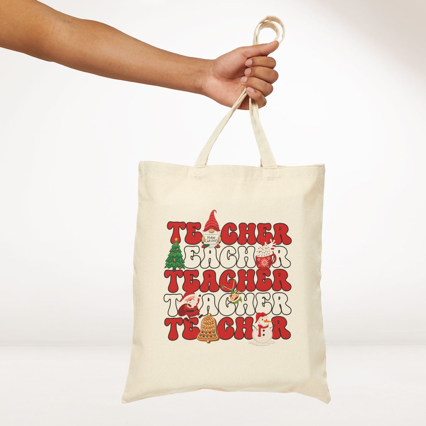 Christmas Teacher Canvas Tote Bag - Best Teacher Gift