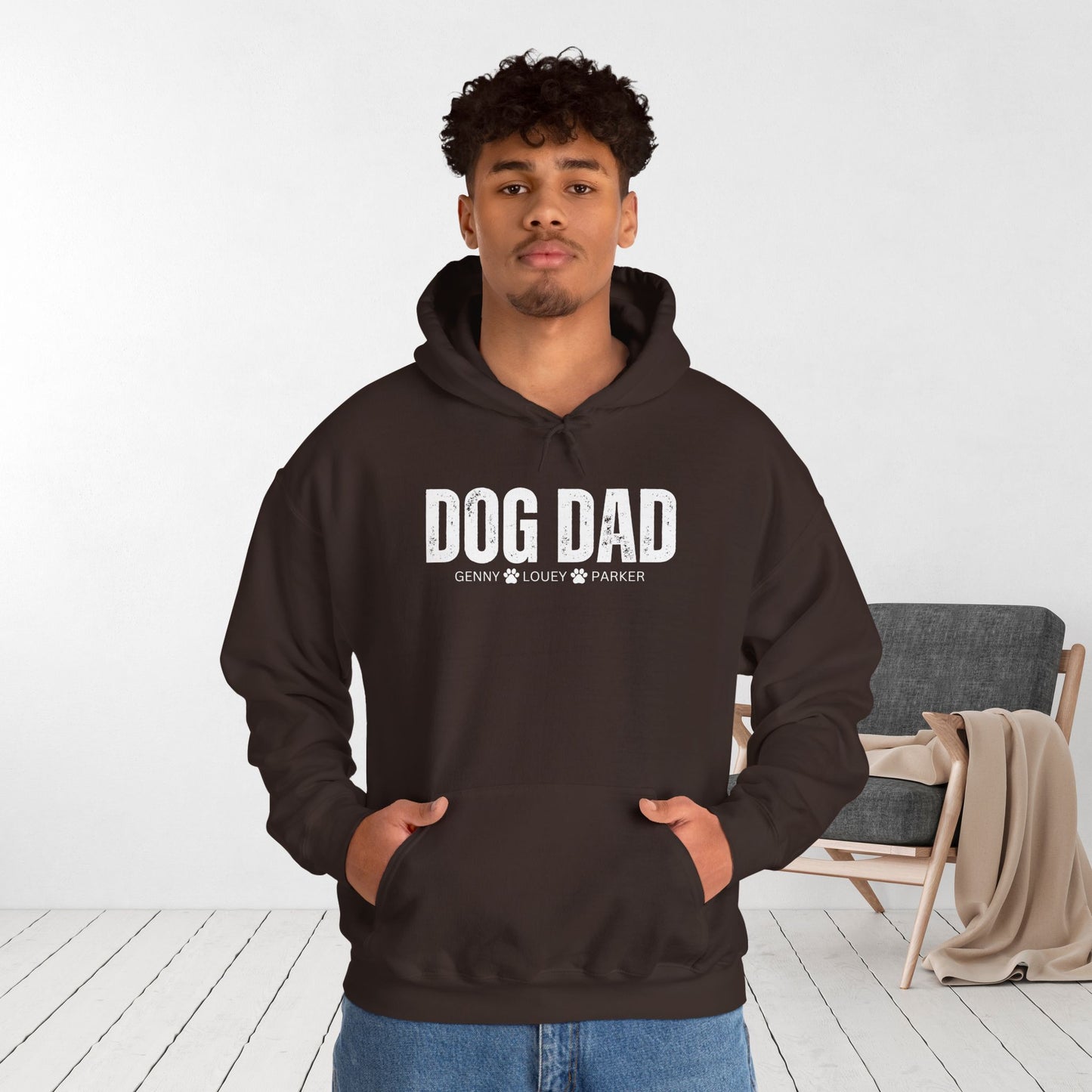 Custom Dog Dad Hoodie with Dogs Name - Personalized Gift for Dog Dad