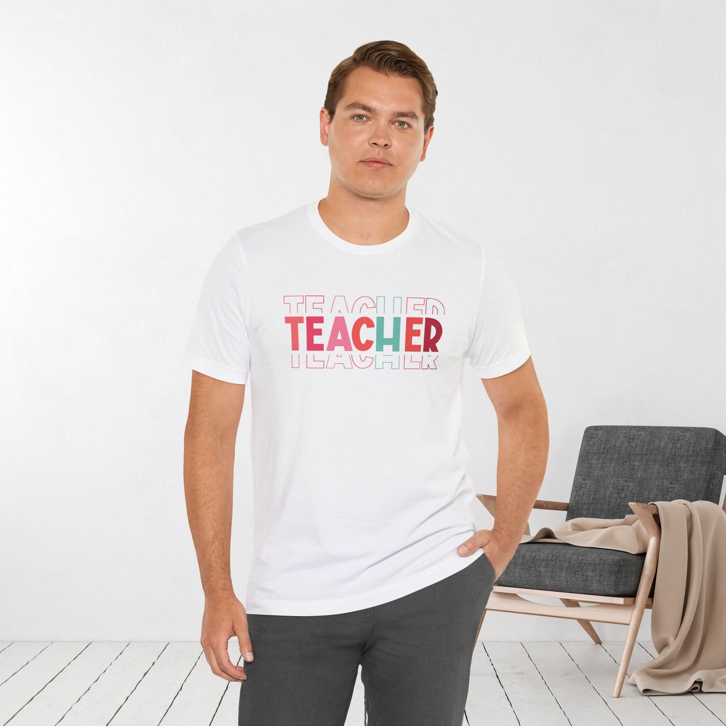 Colorful Teacher Soft Cotton Tee for School Teachers