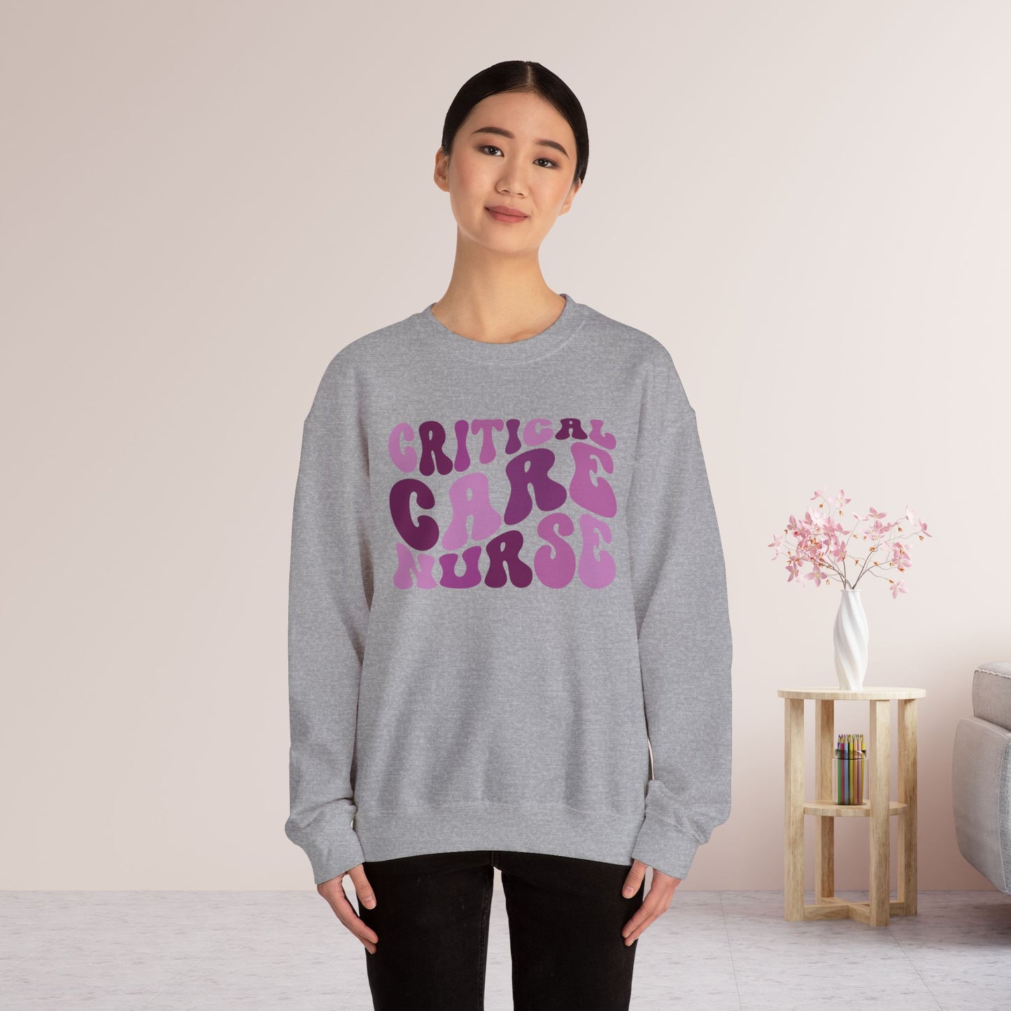 Groovy Purple Critical Care Nurse Sweatshirt