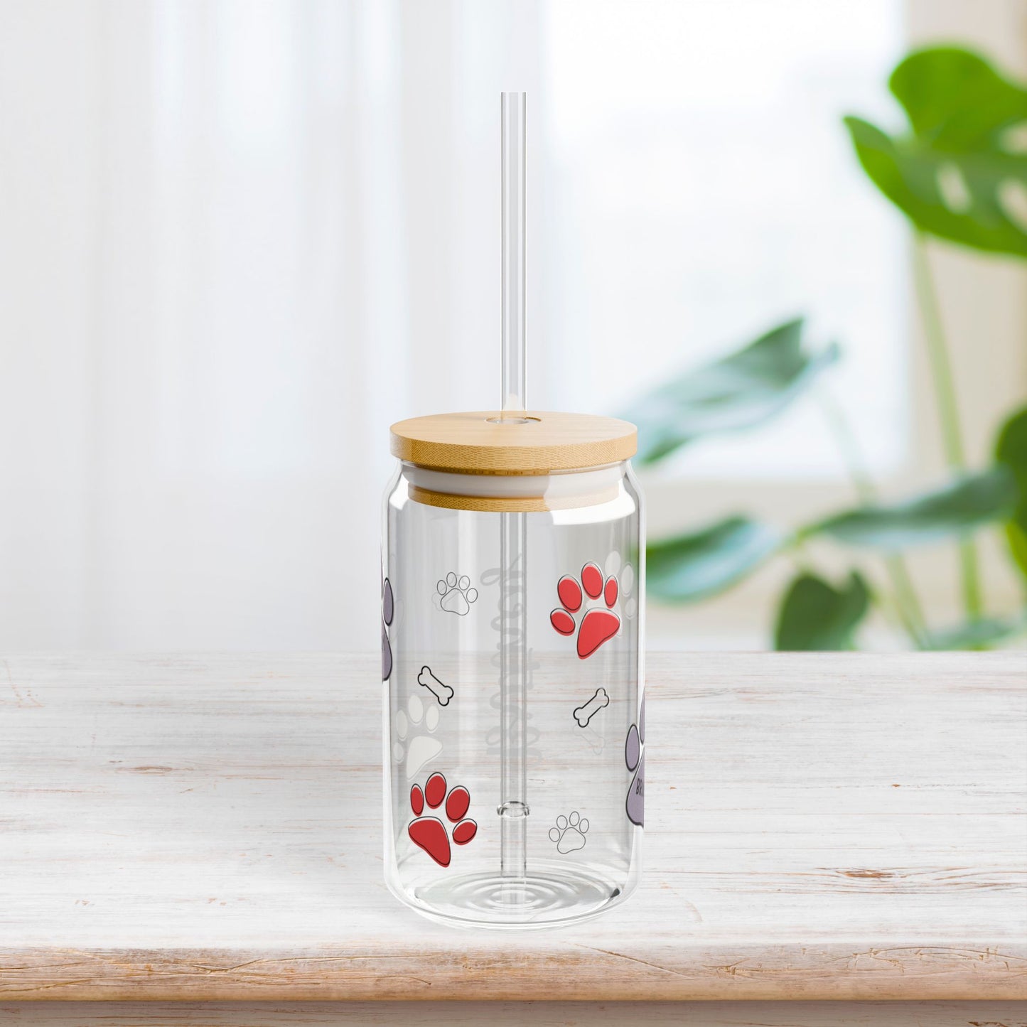 Personalized Dog Mom Sipper Glass with Names - Custom Dog Lovers Gifts