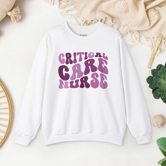 Groovy Purple Critical Care Nurse Sweatshirt