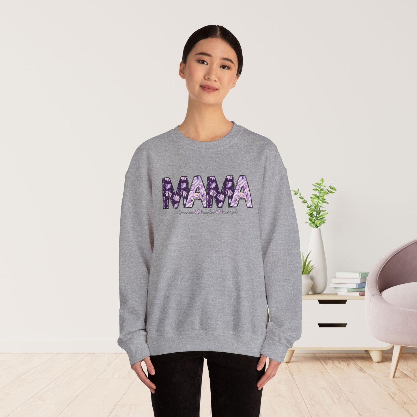 Custom Mama Sweatshirt with Kids Name - Personalized Gift for Mom