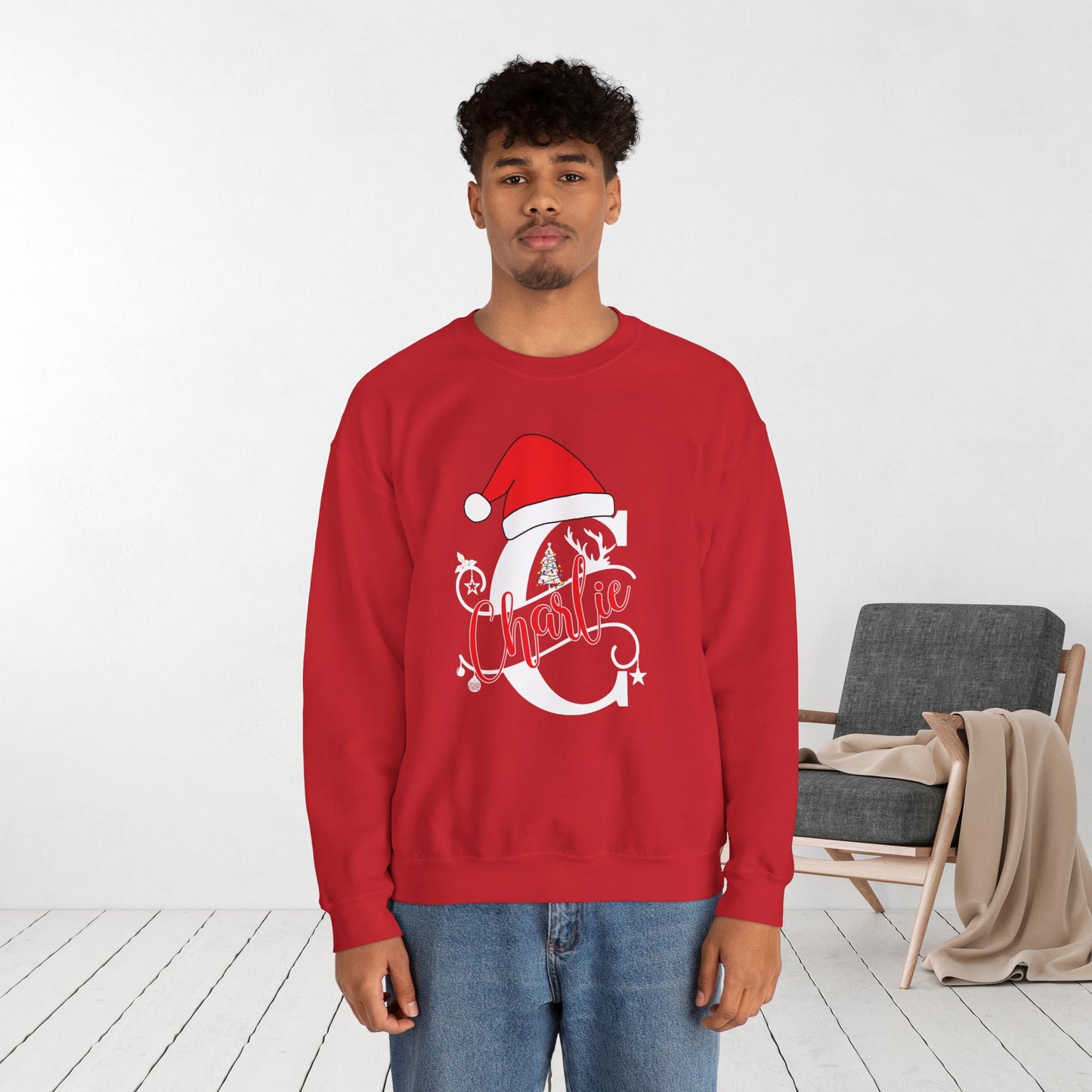 Personalized Christmas Monogram Sweatshirt with First Name - Custom Christmas Gifts