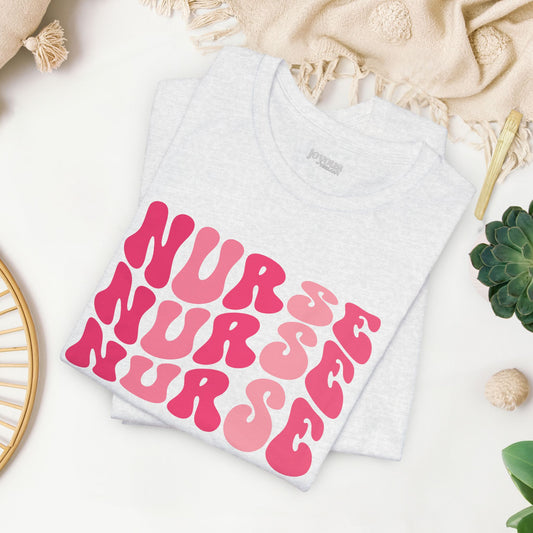 Groovy Pink Nurse Shirt - Registered Nurse Soft Cotton Tee