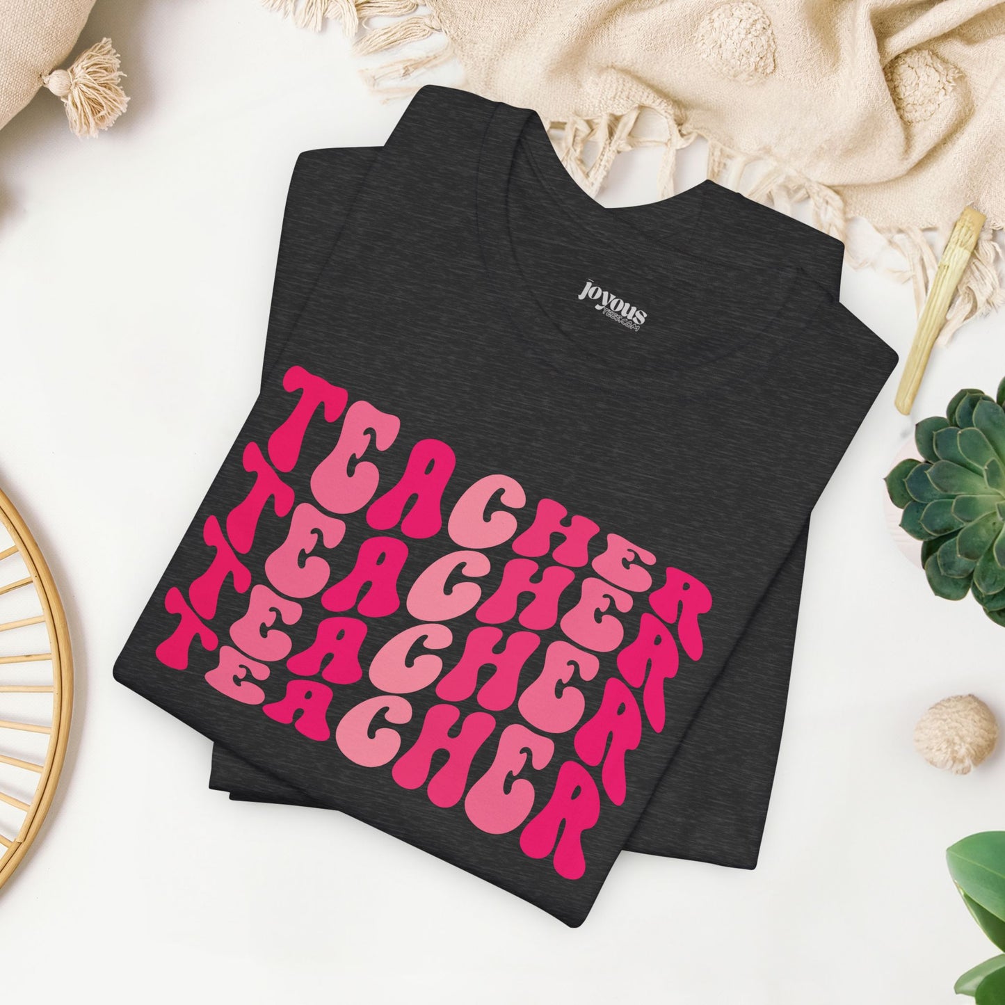 Groovy Pink Teacher Soft Cotton Tee for School Teachers