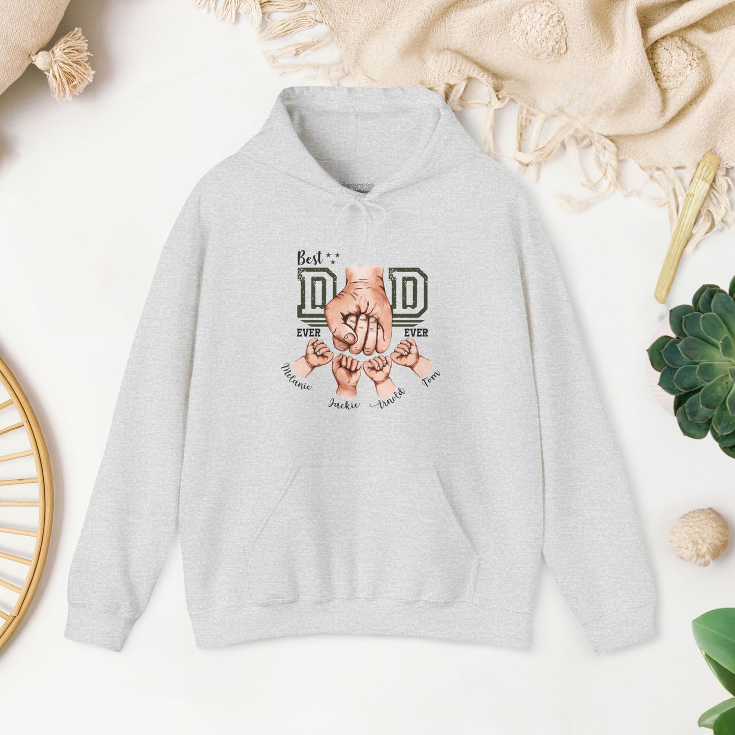 Custom Dad Hoodie with Kids Name - Personalized Gift for Dad